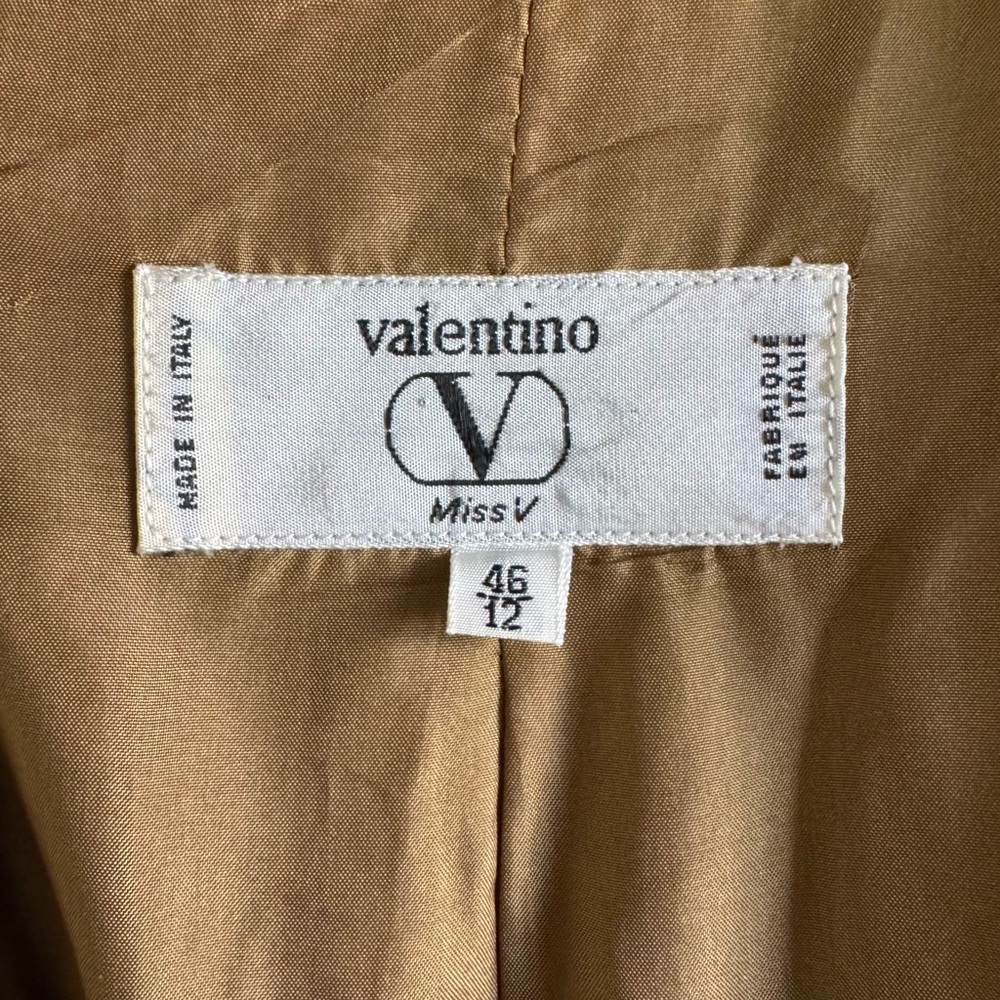 Valentino Rare Vintage Miss V Wool Blazer Office Jacket Work Tan Size 46 (US 12) - Picture 5 of 7